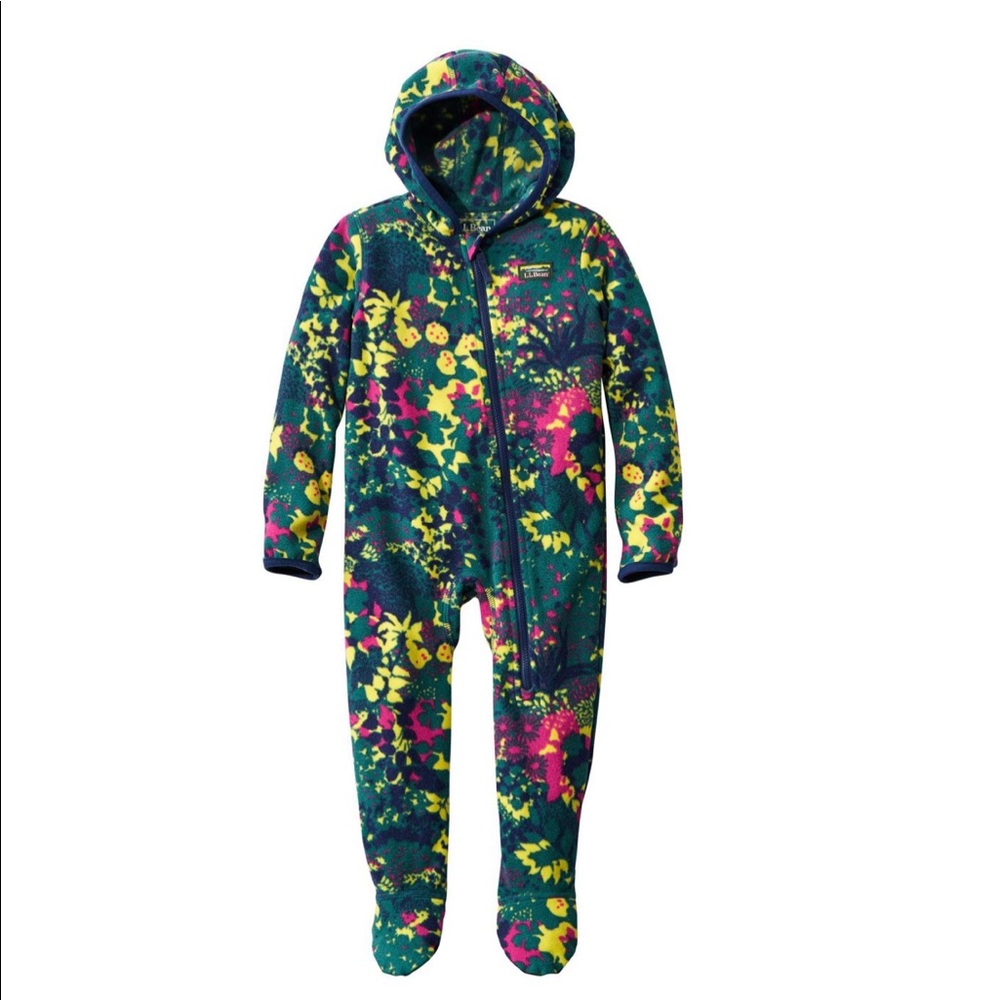 L.L. Bean Kids Floral Fleece Onesie - Blue and Yellow